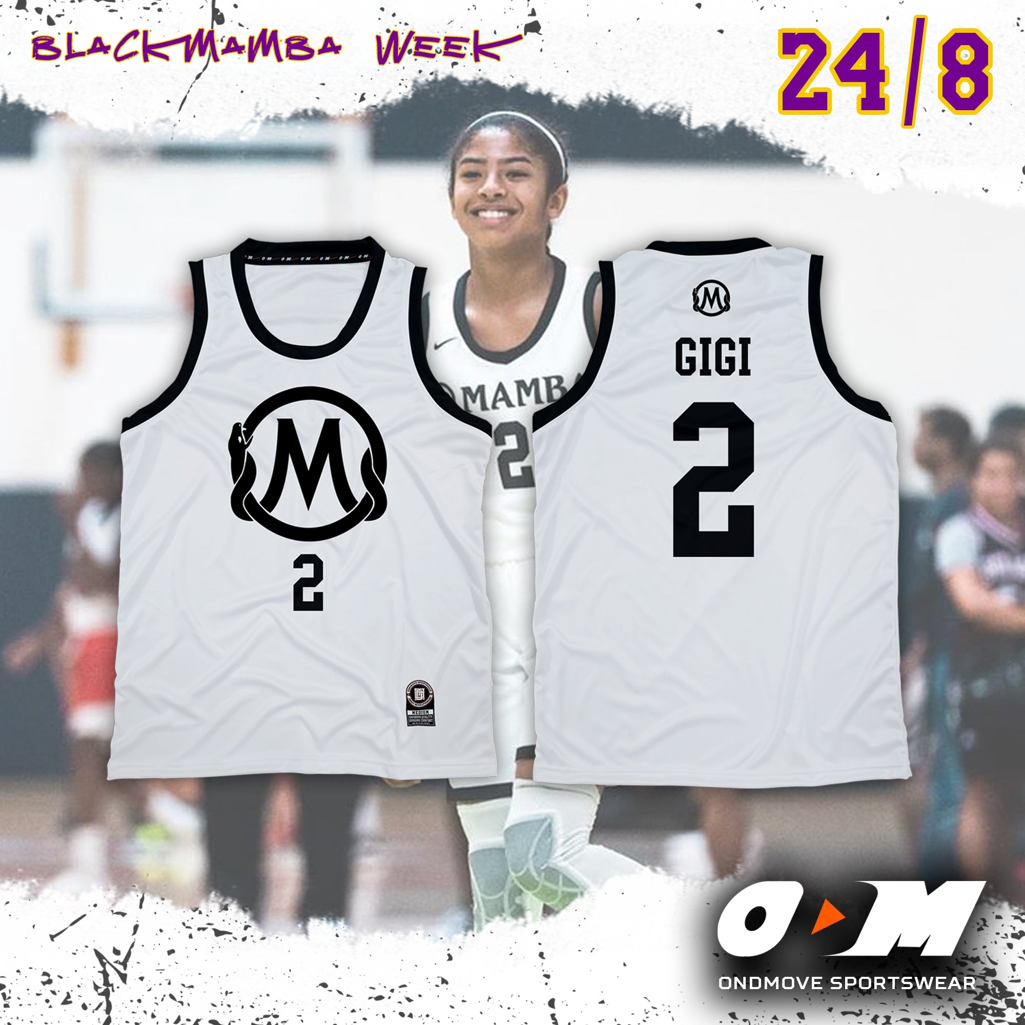 Gigi Bryant 2 Mamba Ballers White Basketball Jersey — BORIZ